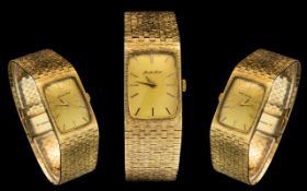 Bueche Girod - Superb Quality 1970's 9ct Gold Wrist Watch with Wonderful Integral Mesh Bracelet