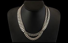 A Fine Quality Vintage Pair of Sterling Silver Curb Necklaces ( Solid ) with Excellent Clasps.