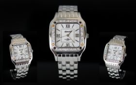 Ingersoll - Swiss Made Gem / Diamond Set Gents Stainless Steel Wrist Watch.