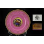 George Jones & Sons Signed Crescent China Hand Painted Porcelain Cabinet Plate ' Fallen Fruits '