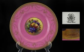 George Jones & Sons Signed Crescent China Hand Painted Porcelain Cabinet Plate ' Fallen Fruits '