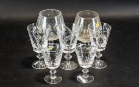 A Collection of Irish Waterford Glass Drinking Glasses, Including Wine Glasses and Goblets,