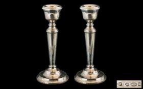 Pair of Sterling Silver Candlesticks. Fully Hallmarked, Approx 6 Inches High.