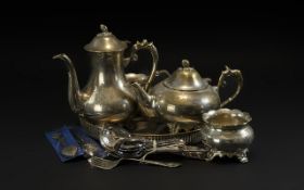 A Collection of Silver Plated Ware, to include small tray, flatware.