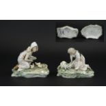 Karl Ens Superb Quality Pair of Early 20th Century Hand Painted Porcelain Figures,