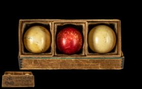 Set of Large Victorian Ivory Billiard Balls In Original Box.