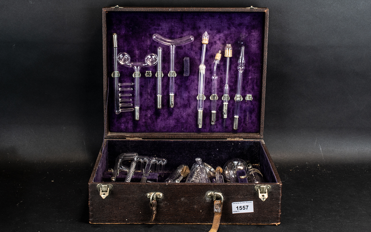 Early 20th Century Medical Equipment, housed in a lined wooden box,