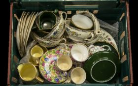 Box of Assorted Porcelain & China, including Sadler Milk Jug,