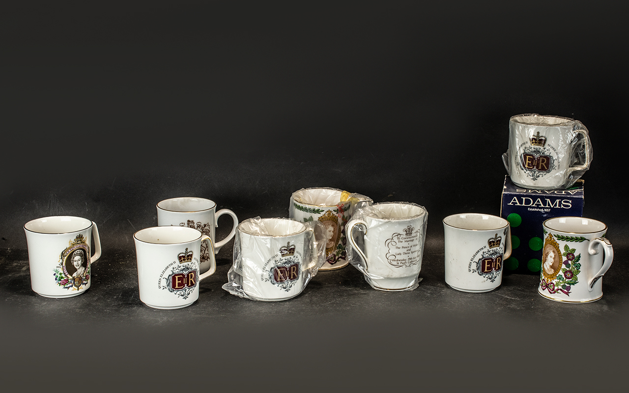 Ten Assorted Bone China Commemorative Beakers, including Spode, Royal Worcester, Royal Grafton,
