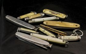 Collection of Penknives. Good Collection of Penknives, Mother of Pearl, Bone etc ( 12 ) In Total.