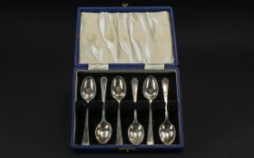 Boxed Set of Six Sterling Silver Teaspoons, in little used condition, hallmarked Sheffield,