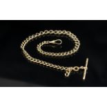 Victorian Period 18ct Gold Albert Watch Chain with T-Bar. Marked 18ct.