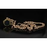 Antique Period 9ct Rose Gold Albert Chain with Attached 9ct Stone Set Swivel Fob and T-Bar.