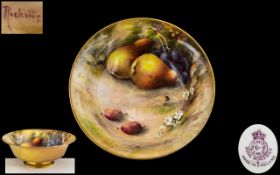 Royal Worcester Hand Painted and Signed Small Fruits Foot Bowl of Small Proportions ' Fruits '