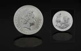 United Kingdom 1 oz Fine Silver Proof Struck 2 Pound Britannica Coin - Date 1999. Silver Purity .