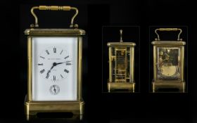 Matthew Norman Superior Quality - Large Brass Striking 8 Day Carriage Clock, With Alarm Facility.