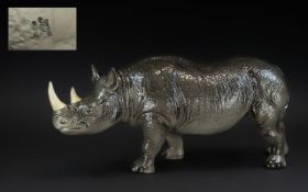 Rhinoceros: Large Well Modelled Pottery Beast, with fine detailing, marked Melba Ware,