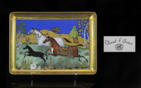 Hermes - Cheval-D'Orient Hand Painted Porcelain Small Tray - Depicts ' Galloping Horses ' Rich