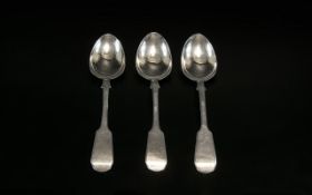 Three Scottish Provincial Elgin Tea Spoons by William Ferguson dated 1861.