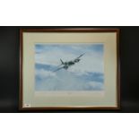 Large Print of 'Mosquito' Plane, mounted and framed behind glass, measures overall 27" x 22".