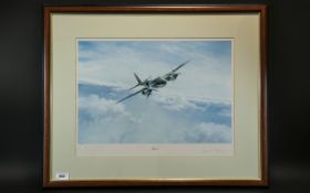 Large Print of 'Mosquito' Plane, mounted and framed behind glass, measures overall 27" x 22".