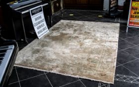 Large Chinese Silk Embossed Carpet with Flowers on a Beige Ground. Size 120 x 80 Inches.