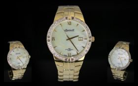 Ingersoll ( Gems ) Gents Gold on Steel Quartz Wrist Watch with Diamond Set Bezel,