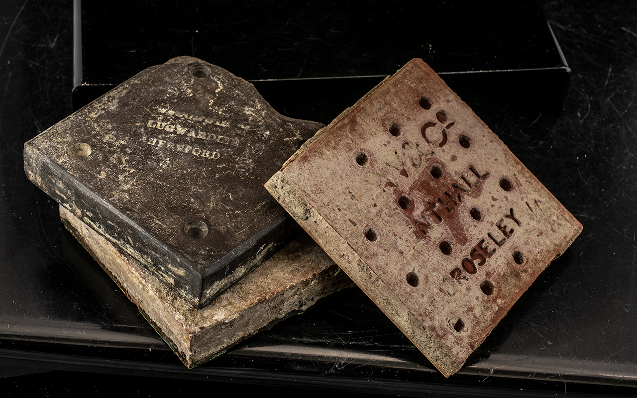 Two Small W Godwin Encaustic Pottery Tiles plus one Maw & Co. tile, c1860s/70s, 4 inches (10cms) - Image 2 of 2