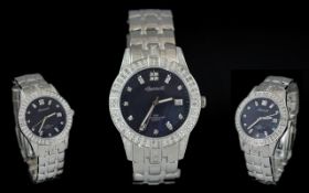 Ingersoll - Swiss Made Diamond Set Heavy Stainless Steel Gents - Quartz Wrist Watch.