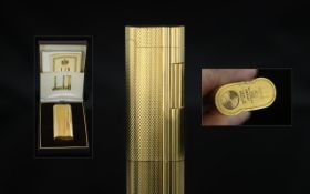 Dunhill - Expensive Gents 20 Microns Gold Plated Engine Turned Cigarette Lighter.