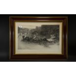 Signed Print by Samuel Waller Depicting a Carriage and Horses chased by a dog; dated 1888,