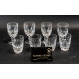 Two Sets of Irish Waterford Crystal Glasses comprising of 4 small wine glasses and 4 tumblers.