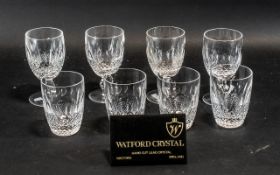 Two Sets of Irish Waterford Crystal Glasses comprising of 4 small wine glasses and 4 tumblers.
