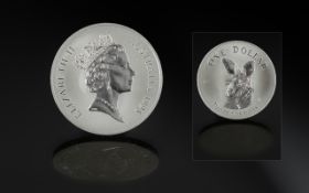 Australian Kangaroo Silver One Dollar - Date 1995. 1 oz Fine Silver Purity .999.