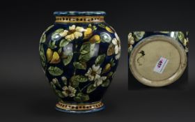 Doulton Faience Ware Vase of bulbous shape, hand decorated to the body with a flowering pear,