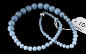 Mexican Angelite Graduated Necklace, over 250cts of the beautiful, almost ethereal blue stone,