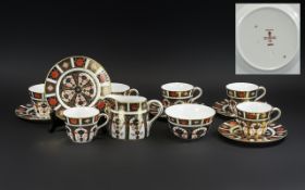 Royal Crown Derby Superb Imari Pattern 22ct Gold Single Band Fourteen Piece Tea Service,