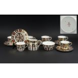 Royal Crown Derby Superb Imari Pattern 22ct Gold Single Band Fourteen Piece Tea Service,