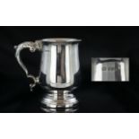 Elizabeth II Superb Sterling Silver Tankard Raised on a Tapered Steps Base of Pleasing Proportions.