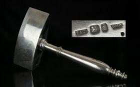 Masonic Interest Solid Silver Mallet of typical form, fully hallmarked date letter S, 1953.