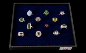 Excellent Collection of Sterling Silver Stone Set Dress Rings. Some Marked T.G.G.C ( Brand ) to