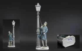 Lladro Hand Painted Tall Porcelain Figure 'Lamplighter', model no.