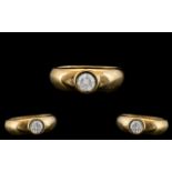 18ct Yellow Gold - Superb Single Stone Pave Set Diamond Ring. The Round Brilliant Cut Diamond of Top