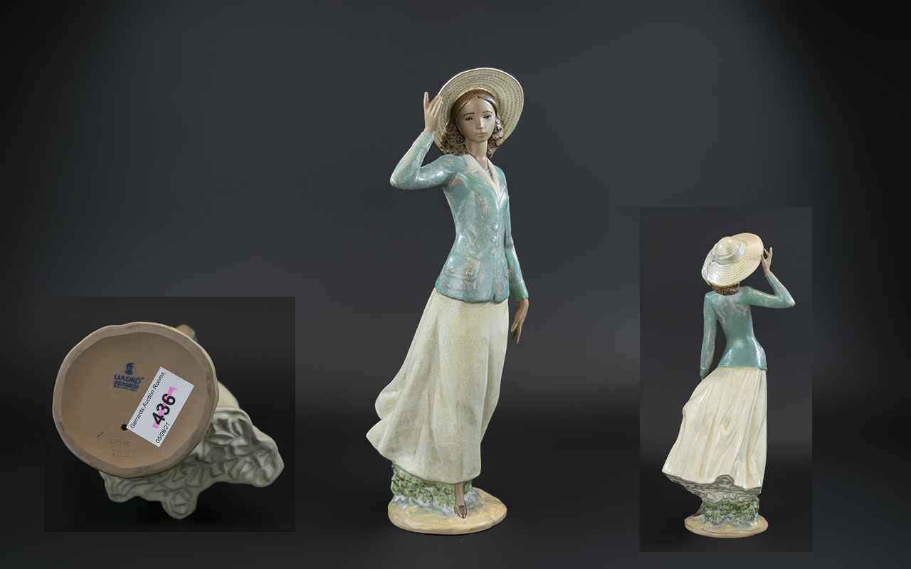 Lladro Gres Hand Painted Figure 'Breezy