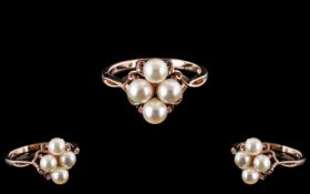 Japanese Akoya Pearl Cluster Ring, four