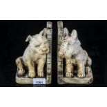 Pair of Plaster Dog Ends depicting a Sco