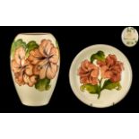 Moorcroft Two Pieces of Coral Hibiscus o