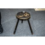 Chinoiserie Three Legged Milking Stool,