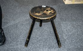 Chinoiserie Three Legged Milking Stool,