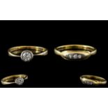 18ct Gold Diamond Ring, Set With A Round Brilliant Cut Diamond, Illusion Set, Unmarked Tests 18ct,